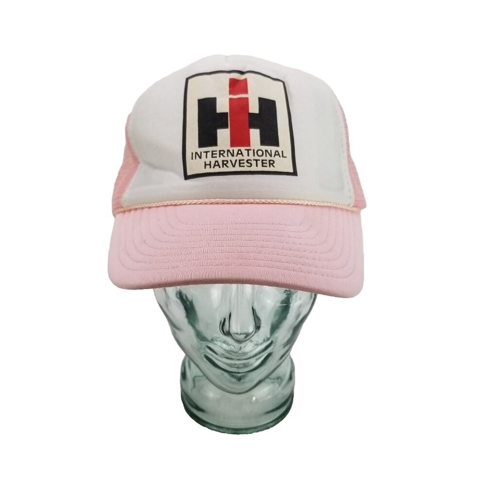 ✅VTG NISSUN International Harvester IH Trucker Hat Pink/White Snapback OSFA Cap